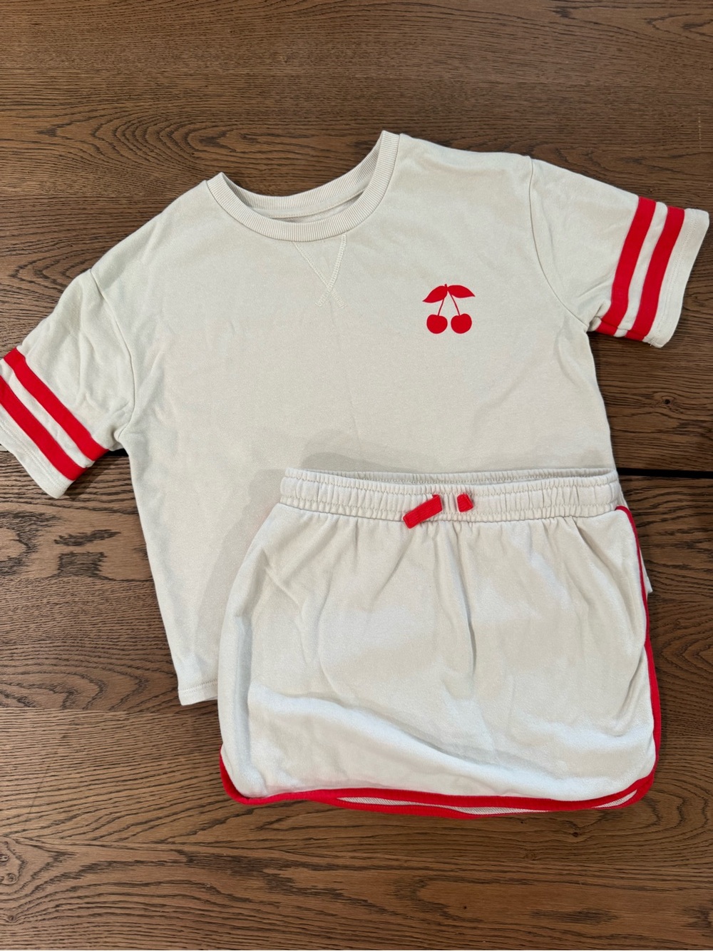 Cat & Jack Cream and Red Cherry Skort Set